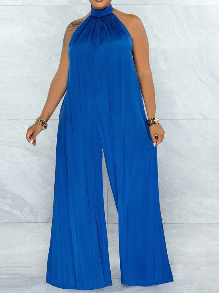 Vanlig Ladylike Dam Full Längd Lös Rak Jumpsuit