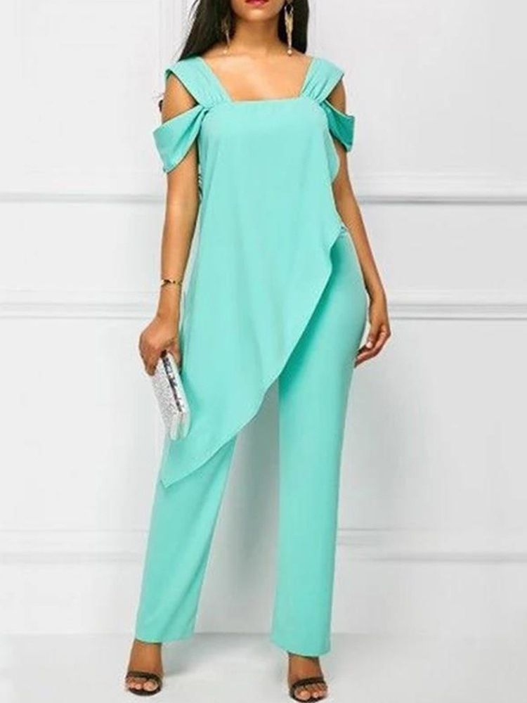 Vanlig Patchwork Full Längd Slim Jumpsuit