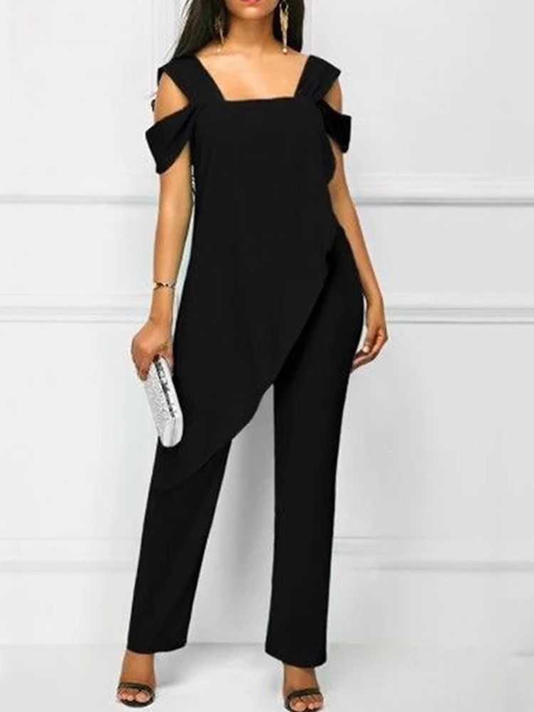 Vanlig Patchwork Full Längd Slim Jumpsuit