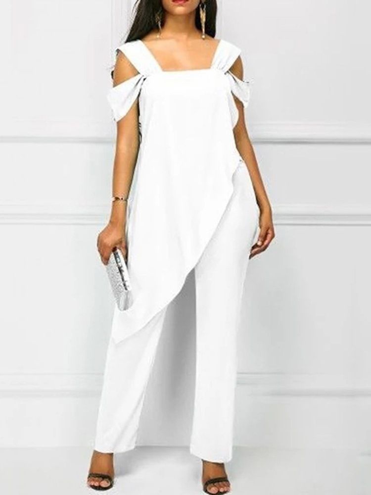 Vanlig Patchwork Full Längd Slim Jumpsuit