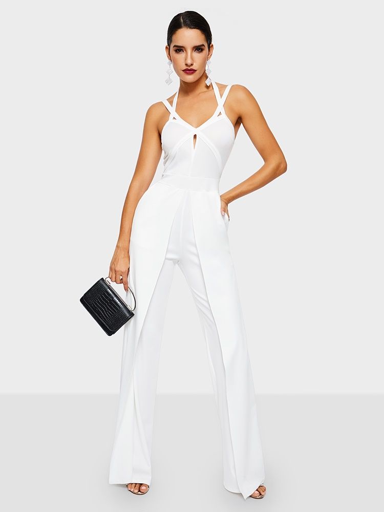 Vanlig Rem Klänningy Rak Slim Jumpsuit