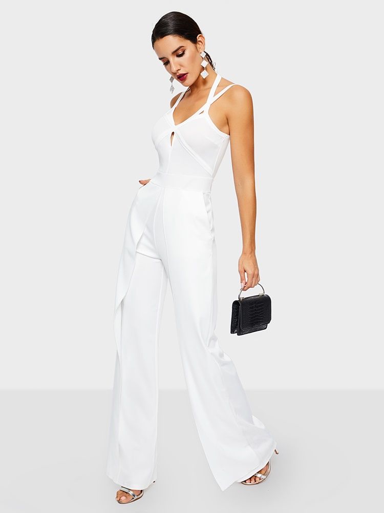 Vanlig Rem Klänningy Rak Slim Jumpsuit