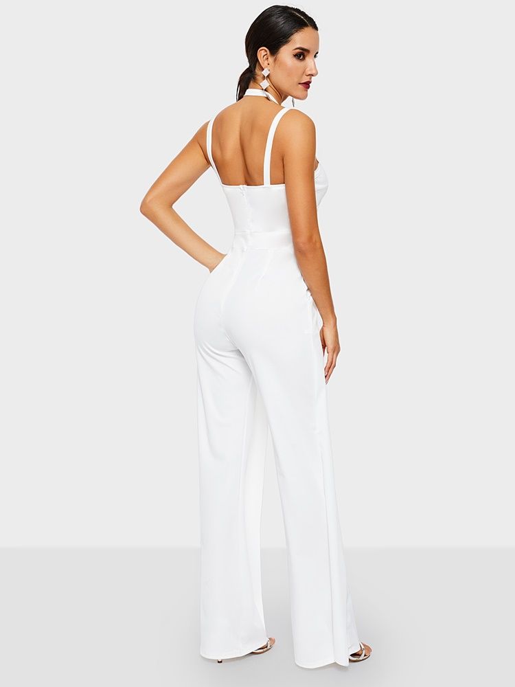 Vanlig Rem Klänningy Rak Slim Jumpsuit