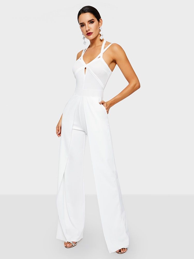 Vanlig Rem Klänningy Rak Slim Jumpsuit