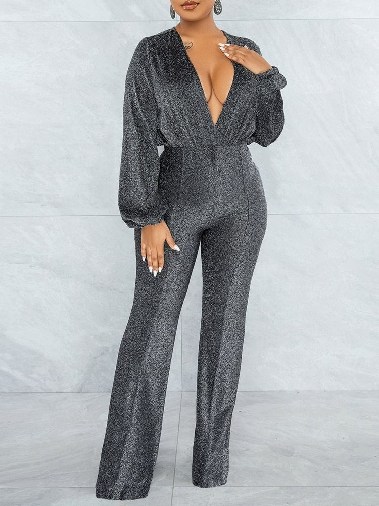 Vanlig Sexig Hellängd Rak Hög Midja Jumpsuit