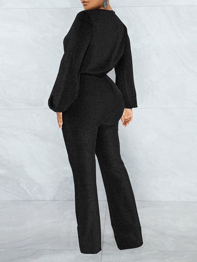 Vanlig Sexig Hellängd Rak Hög Midja Jumpsuit