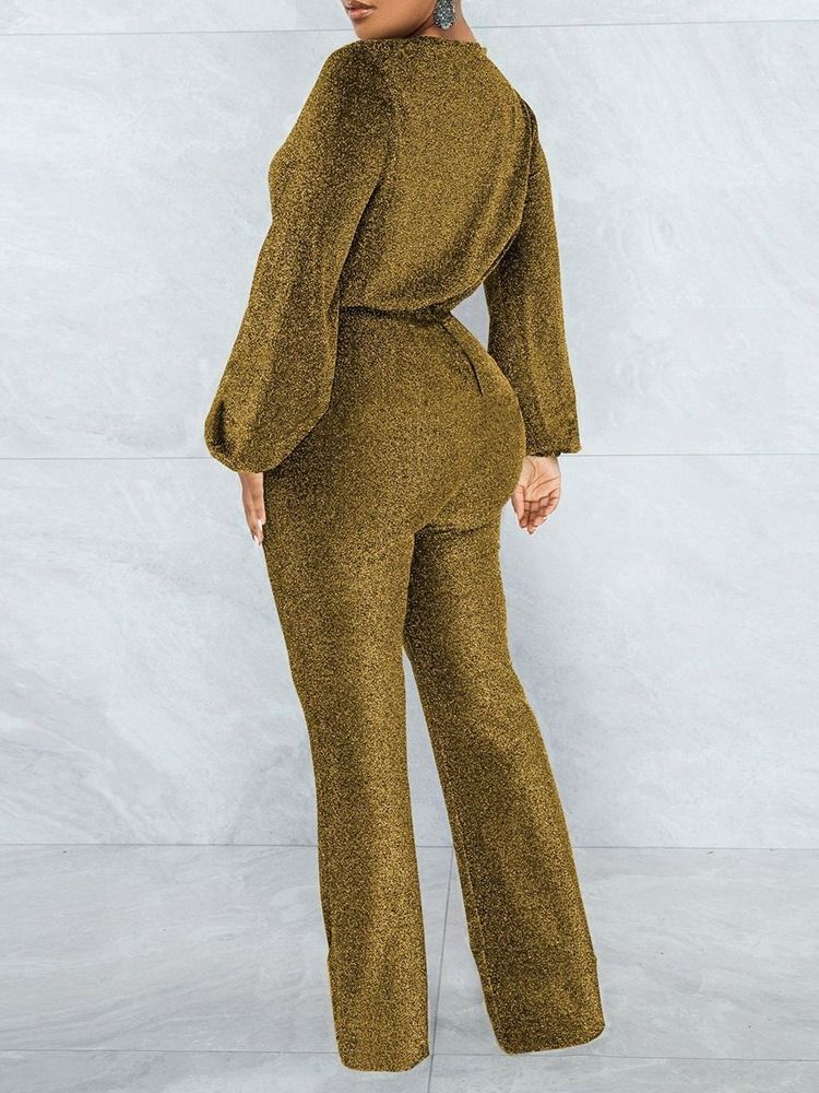 Vanlig Sexig Hellängd Rak Hög Midja Jumpsuit