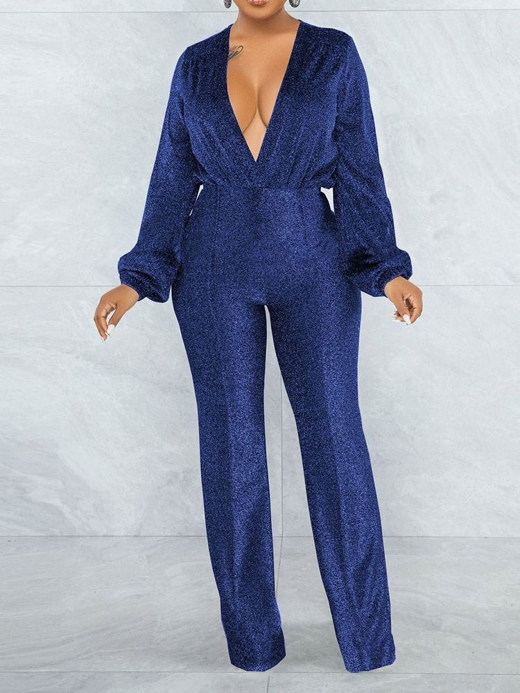 Vanlig Sexig Hellängd Rak Hög Midja Jumpsuit
