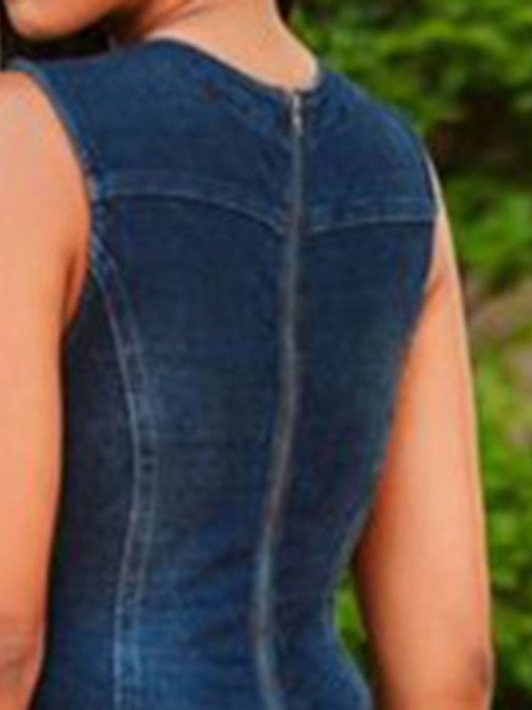 Vanlig Skinny Sexig Denim Jumpsuit