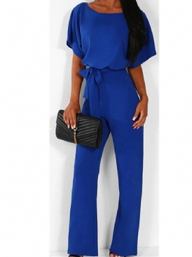 Vanlig Snörning För Fest Cocktail Slimmad Rak Jumpsuit För Kvinnor