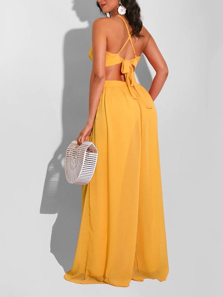Vanligt Mode Hellängd Slimma Breda Ben Jumpsuit För Kvinnor