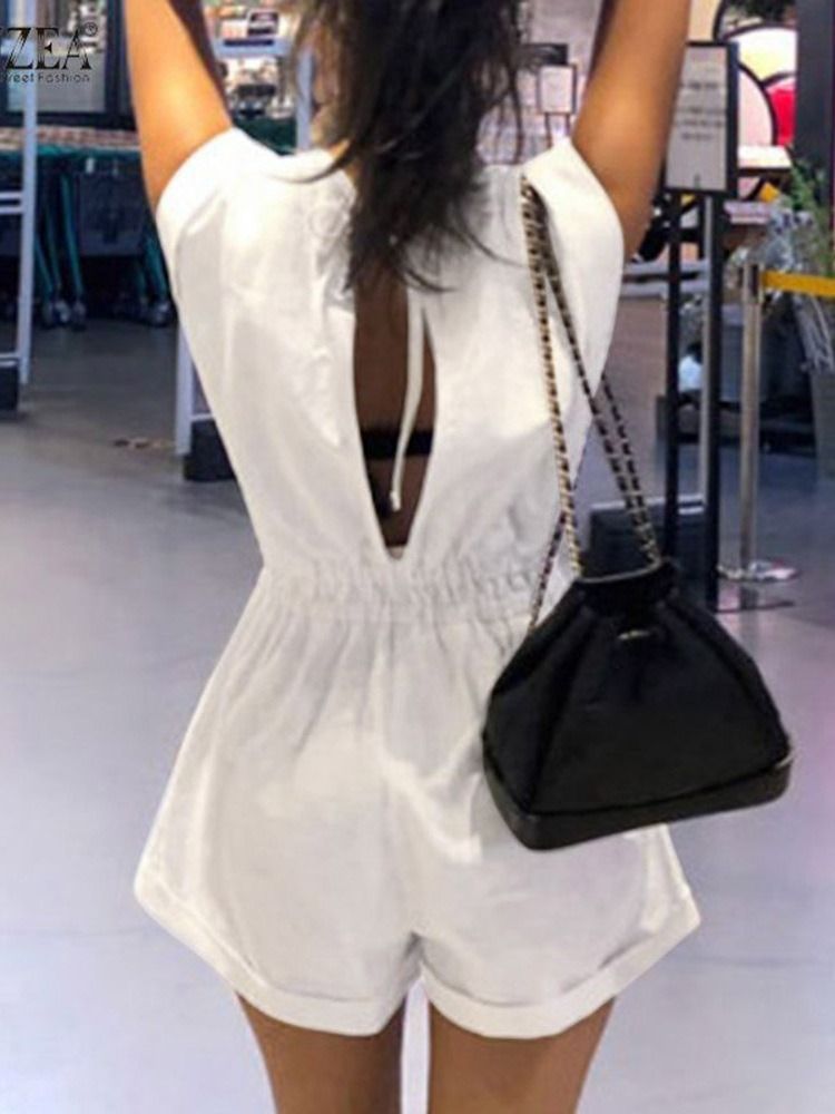 Vanligt Mode Patchwork Slimma Breda Ben Jumpsuit För Kvinnor