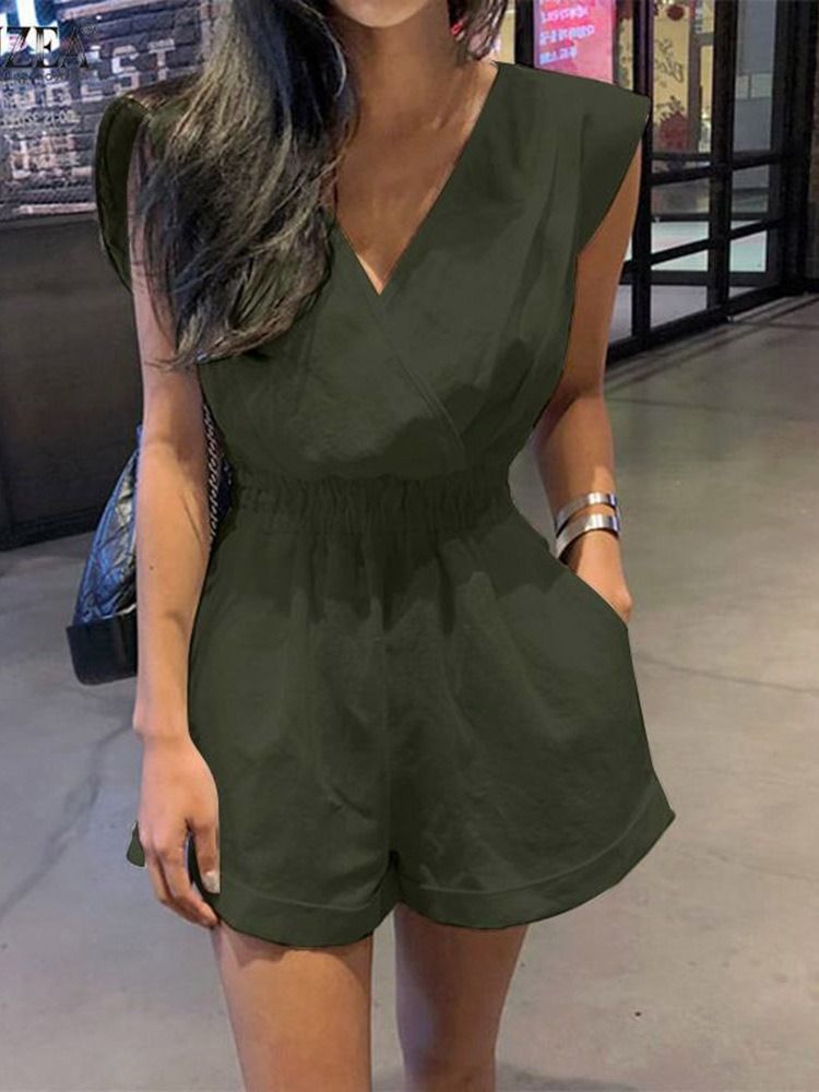 Vanligt Mode Patchwork Slimma Breda Ben Jumpsuit För Kvinnor