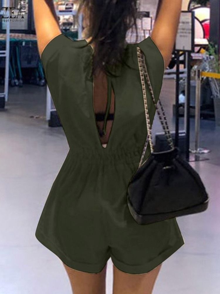 Vanligt Mode Patchwork Slimma Breda Ben Jumpsuit För Kvinnor