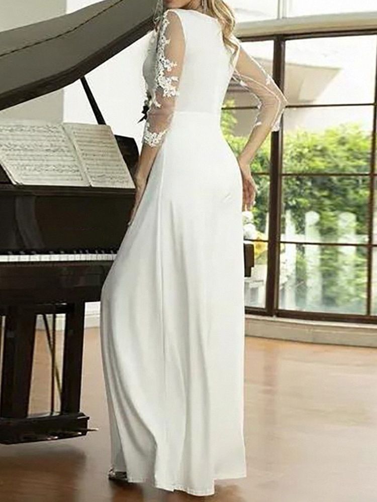Vit Hellängd Mode Slimmad Hög Midja Jumpsuit