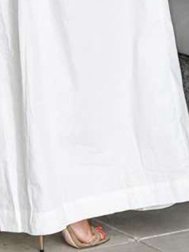 Vit Lös Hög Midja Off Shoulder Jumpsuit