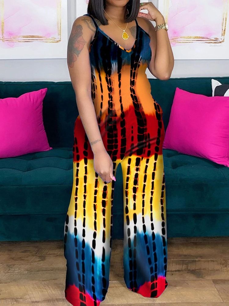Western Fullängdsficka Rak Lös Jumpsuit För Kvinnor
