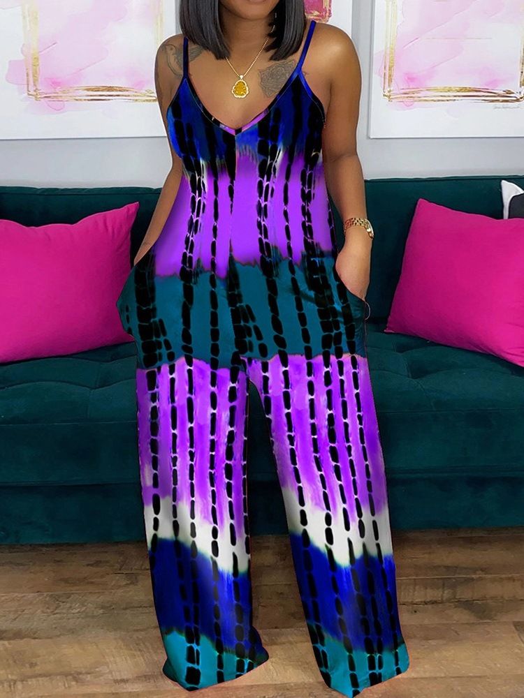 Western Fullängdsficka Rak Lös Jumpsuit För Kvinnor