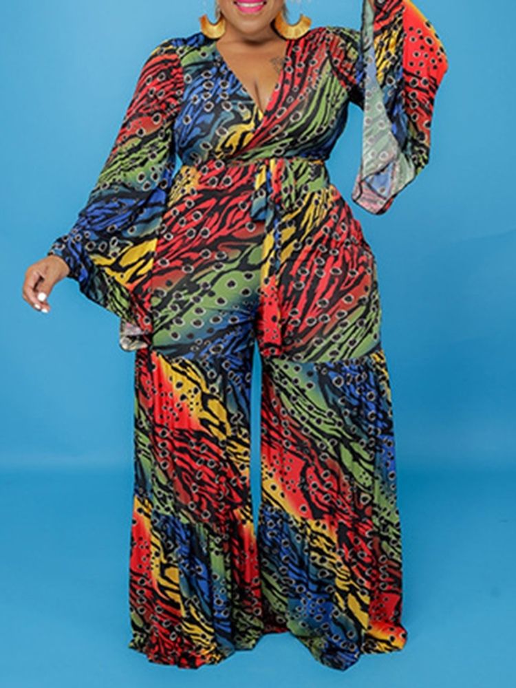 Western Geometric Full Längd High Waist Slim Jumpsuit