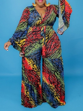 Western Geometric Full Längd High Waist Slim Jumpsuit