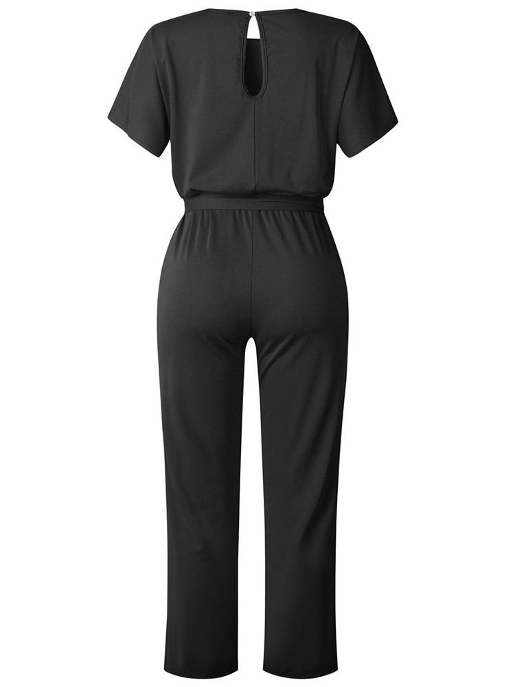 Western Hellängds Snörning Rakt Slimmad Jumpsuit För Kvinnor