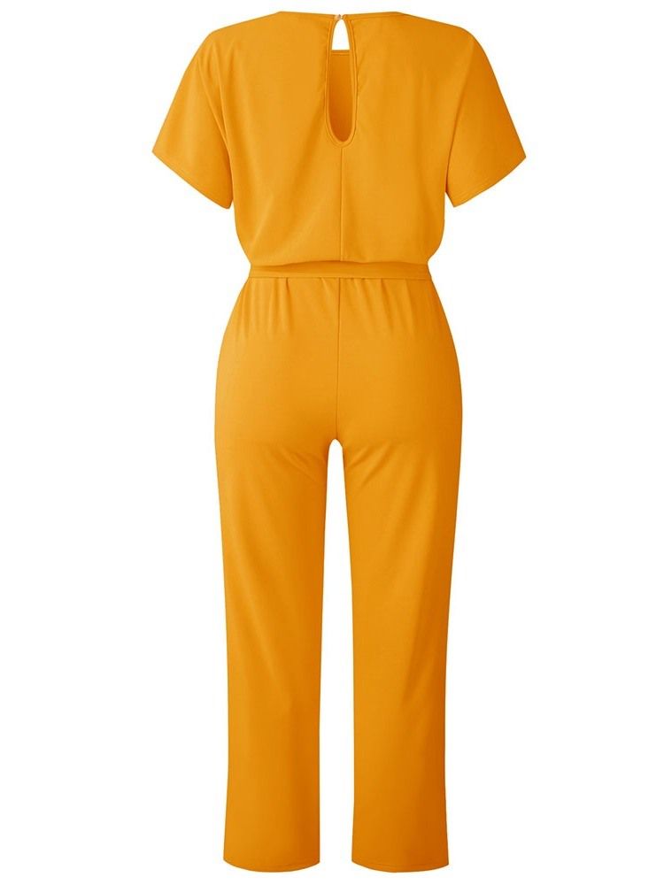 Western Hellängds Snörning Rakt Slimmad Jumpsuit För Kvinnor