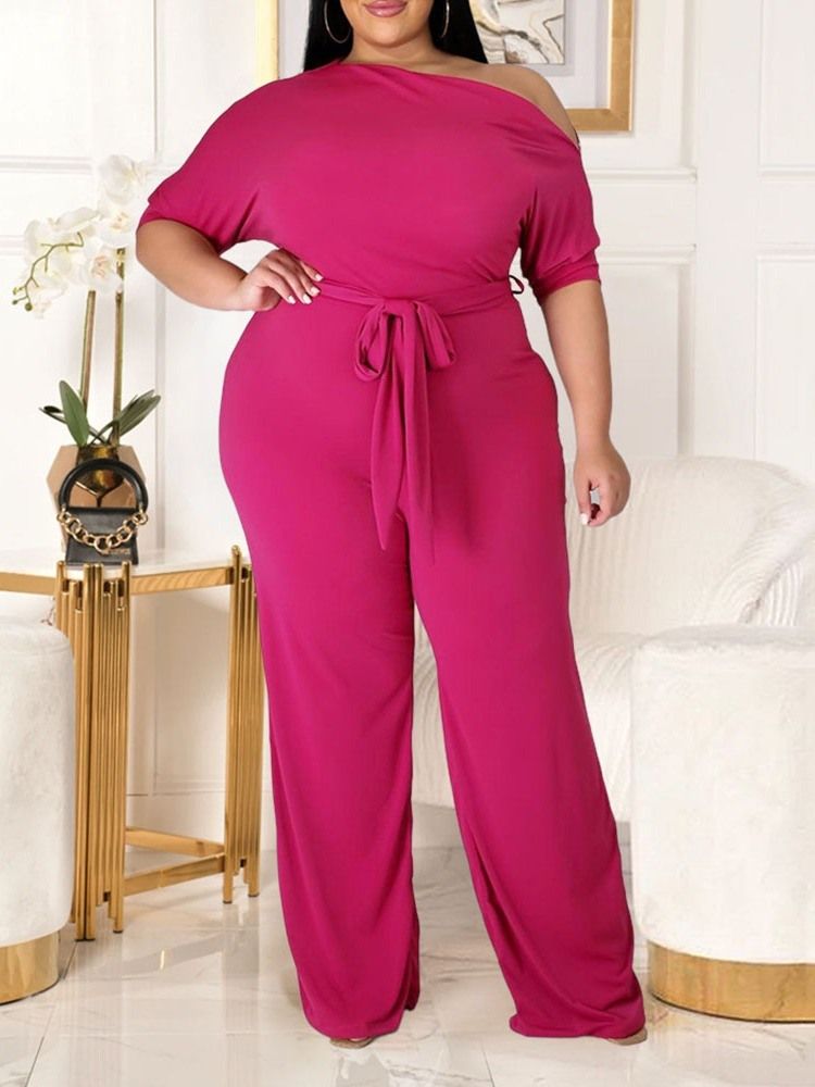 Western Plain Lace-Up Rak Lös Jumpsuit För Kvinnor