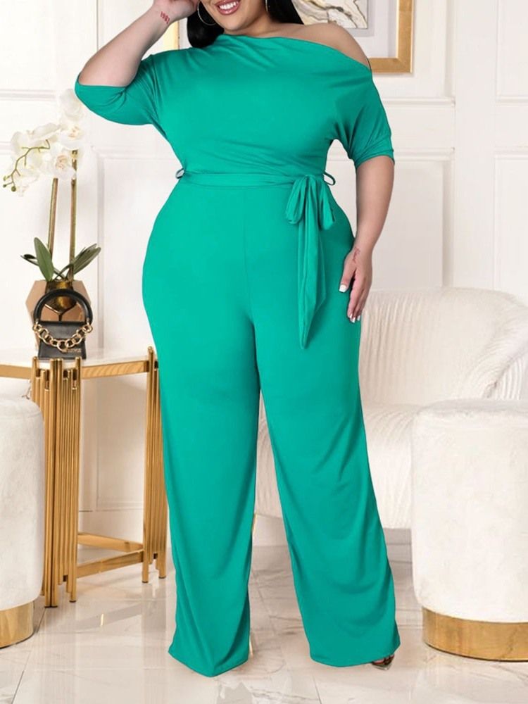 Western Plain Lace-Up Rak Lös Jumpsuit För Kvinnor