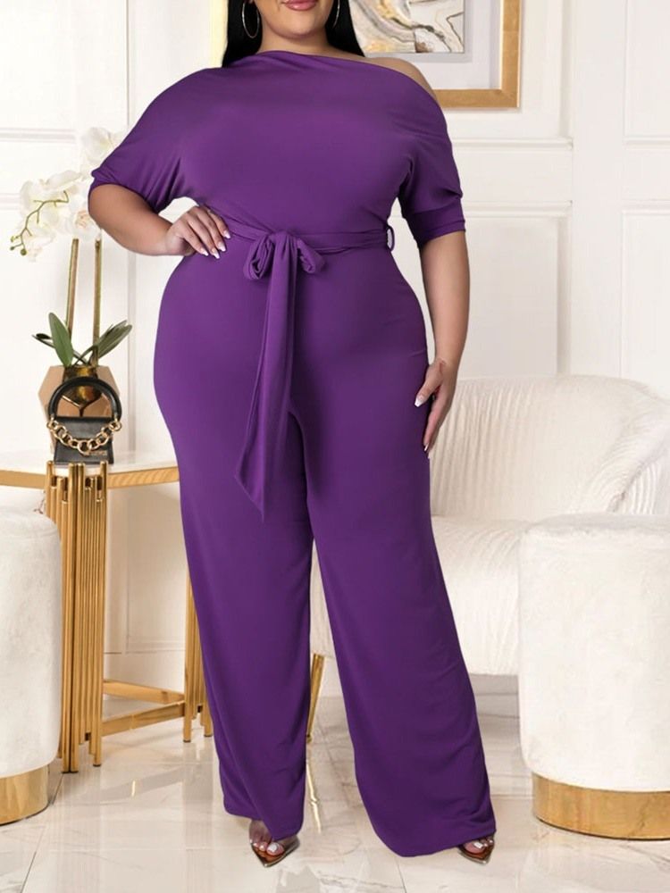 Western Plain Lace-Up Rak Lös Jumpsuit För Kvinnor