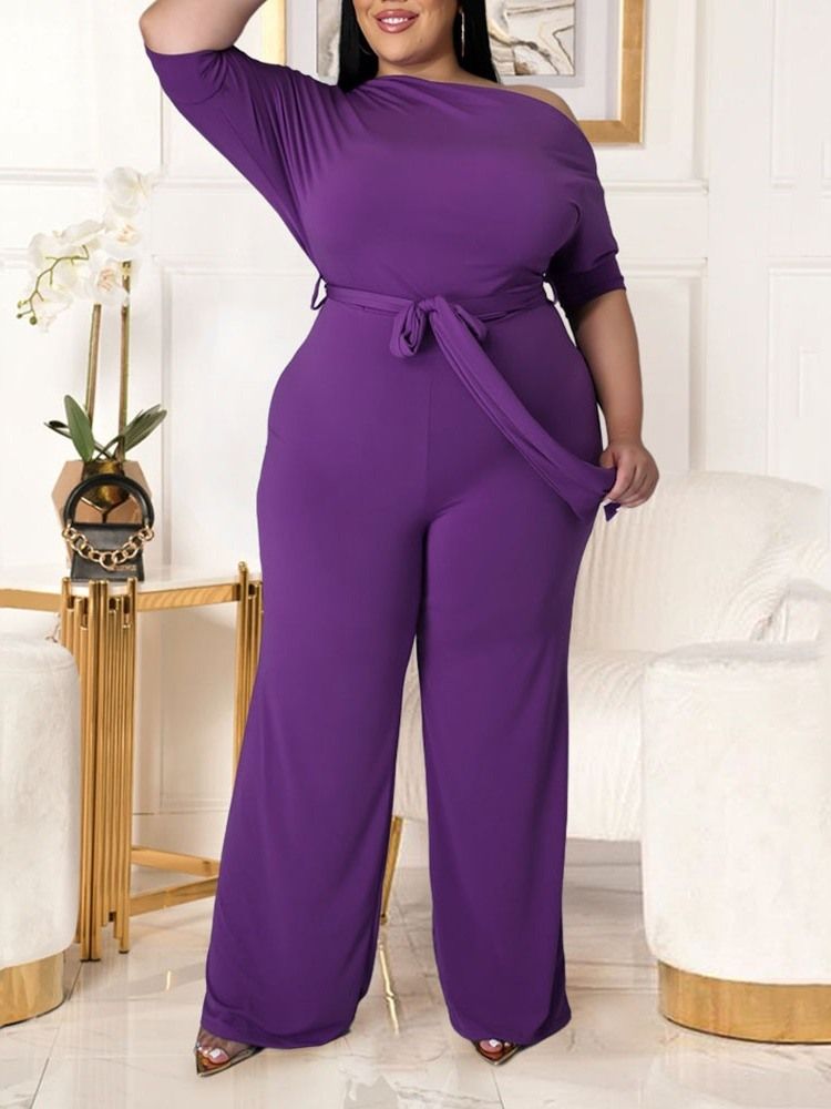 Western Plain Lace-Up Rak Lös Jumpsuit För Kvinnor