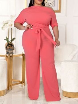 Western Plain Lace-Up Rak Lös Jumpsuit För Kvinnor