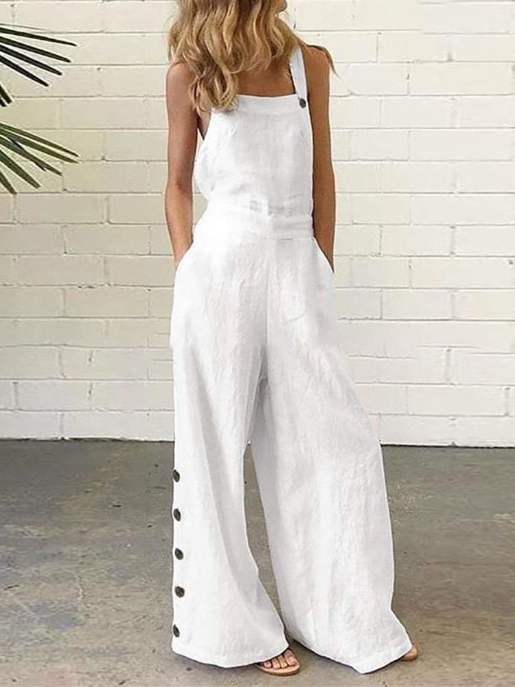 Western Plain Patchwork Slim Jumpsuit För Kvinnor