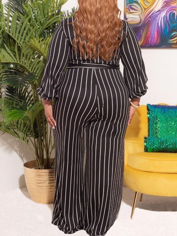 Western Stripe Print Rak High Waist Jumpsuit I Plusstorlek