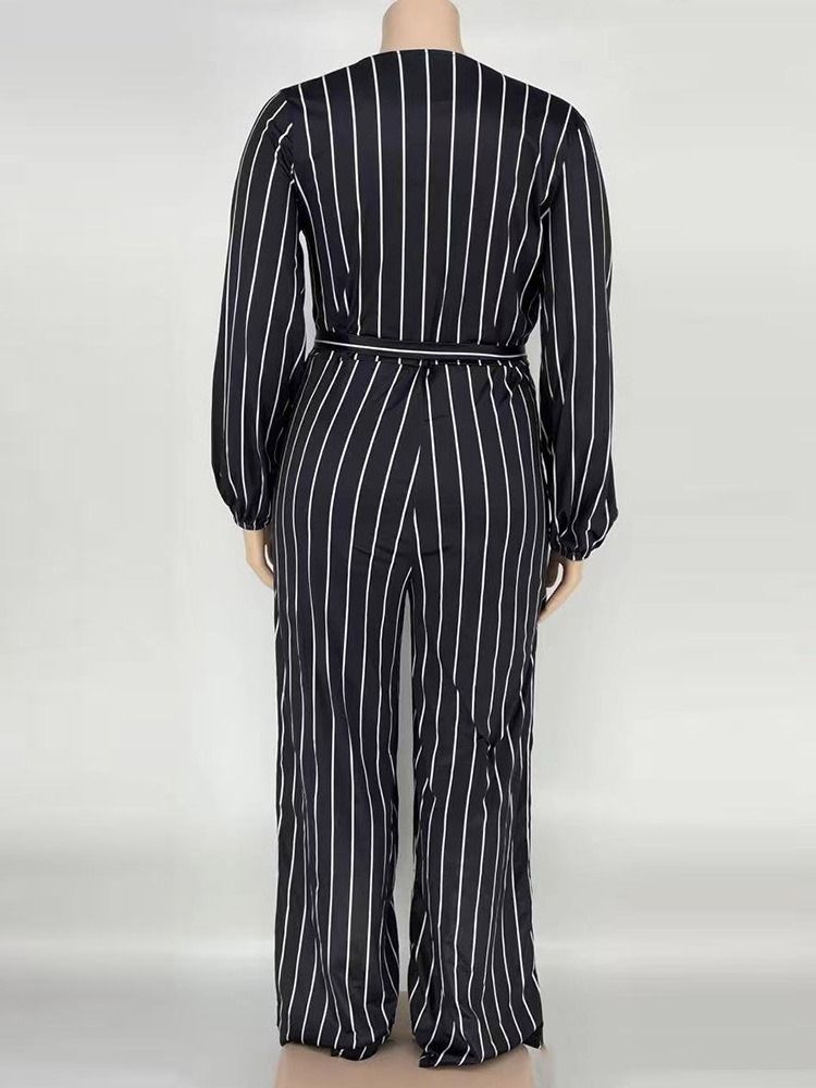 Western Stripe Print Rak High Waist Jumpsuit I Plusstorlek