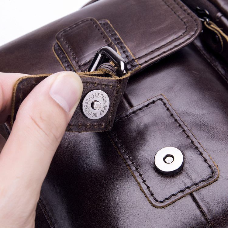 European Plain Leather Rectangle Crossbody-Väskor