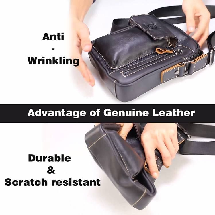 Europeiska Fyrkantiga Crossbody-Väskor I Vanligt Läder