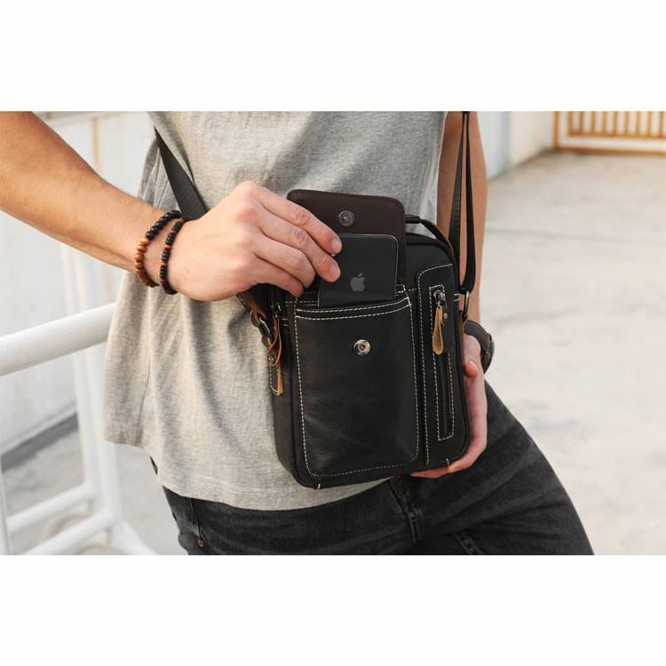 Europeiska Fyrkantiga Crossbody-Väskor I Vanligt Läder