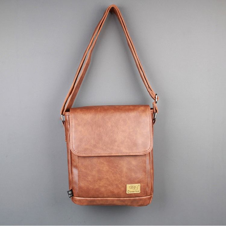 Pu-Tråd Vanlig Fyrkantig Crossbody-Väskor För Män