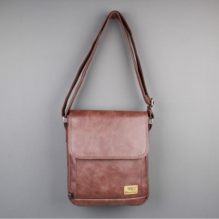 Pu-Tråd Vanlig Fyrkantig Crossbody-Väskor För Män