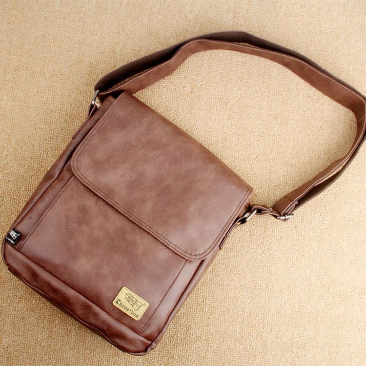 Pu-Tråd Vanlig Fyrkantig Crossbody-Väskor För Män