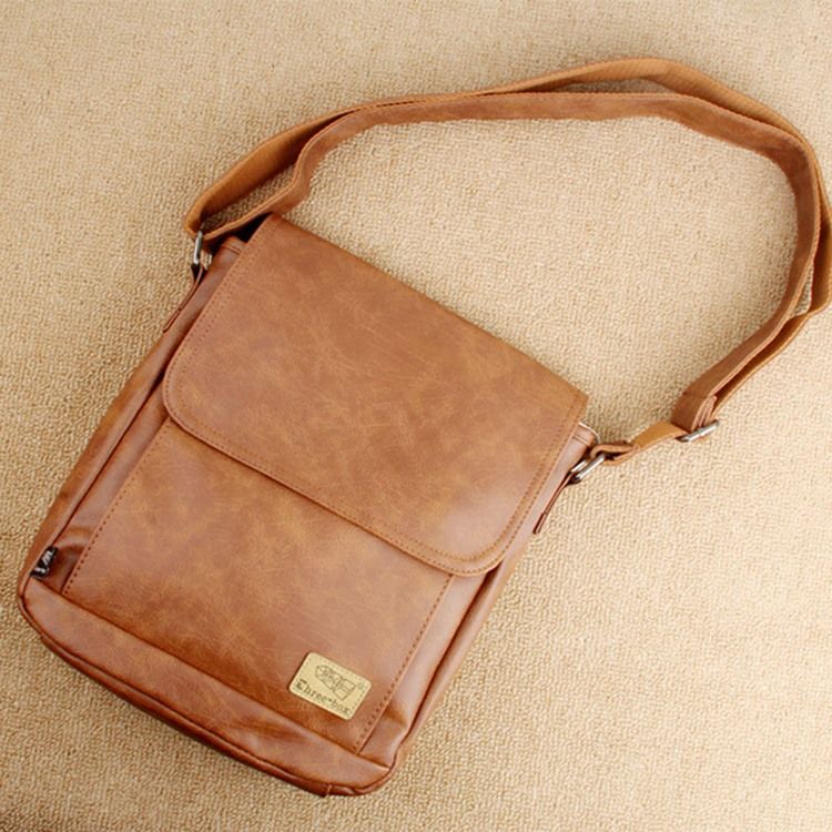 Pu-Tråd Vanlig Fyrkantig Crossbody-Väskor För Män