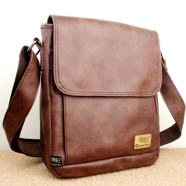 Pu-Tråd Vanlig Fyrkantig Crossbody-Väskor För Män
