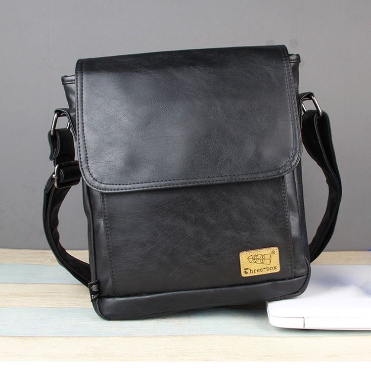 Pu-Tråd Vanlig Fyrkantig Crossbody-Väskor För Män