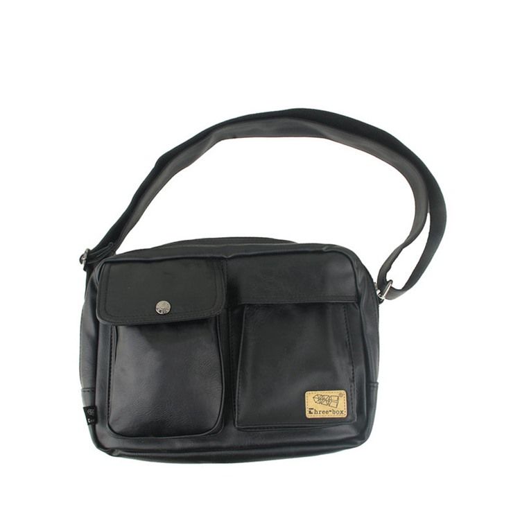 Vanlig Pu-Tråd Fyrkantiga Crossbody-Väskor För Män