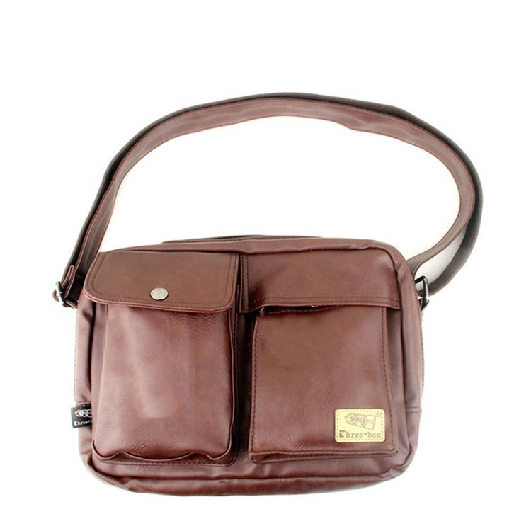 Vanlig Pu-Tråd Fyrkantiga Crossbody-Väskor För Män