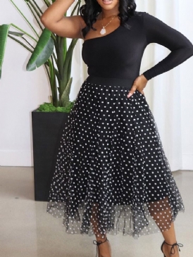 Ankellång A-Linje Polka Dots Modekjol För Kvinnor