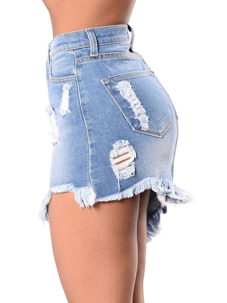 Asymmetrisk Denim Vanlig Office Lady Mini Kjol