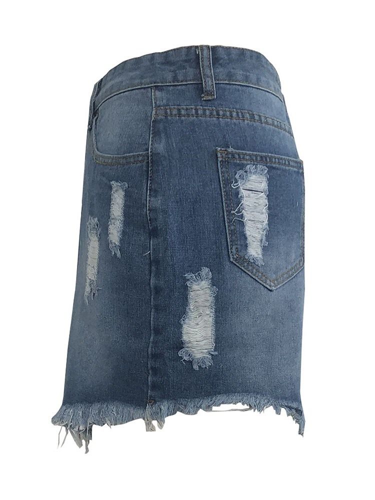 Asymmetrisk Denim Vanlig Office Lady Mini Kjol