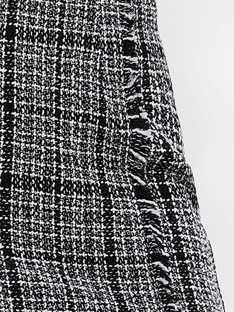 Bodycon Dragkedja Ladylike Rutig Minikjol Med Hög Midja