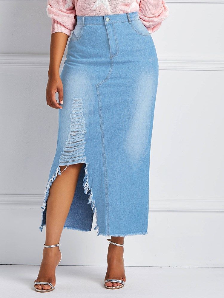 Bodycon Ripped Pockets Damkjol